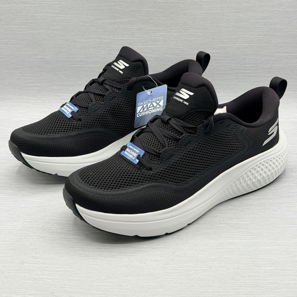 Skechers Men's 10.5 Sneakers Black White Max GO Run Supersonic Comfort 246086